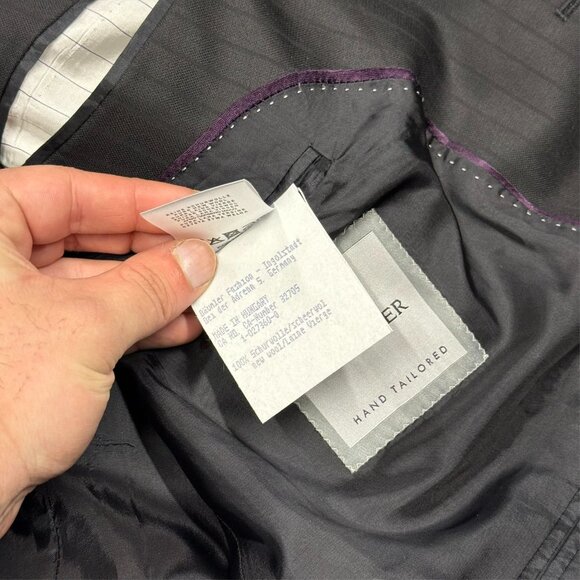 Baumler Loro Piana Suit 130s Four Seasons Wool Striped 2pc Grey 48R 42x30 - Picture 10 of 15